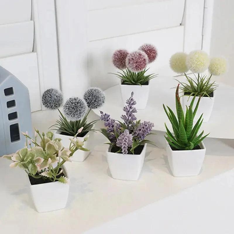 Mini Planta Artificial Bonsai Conjunto com 6 Peças - Oneshopp 