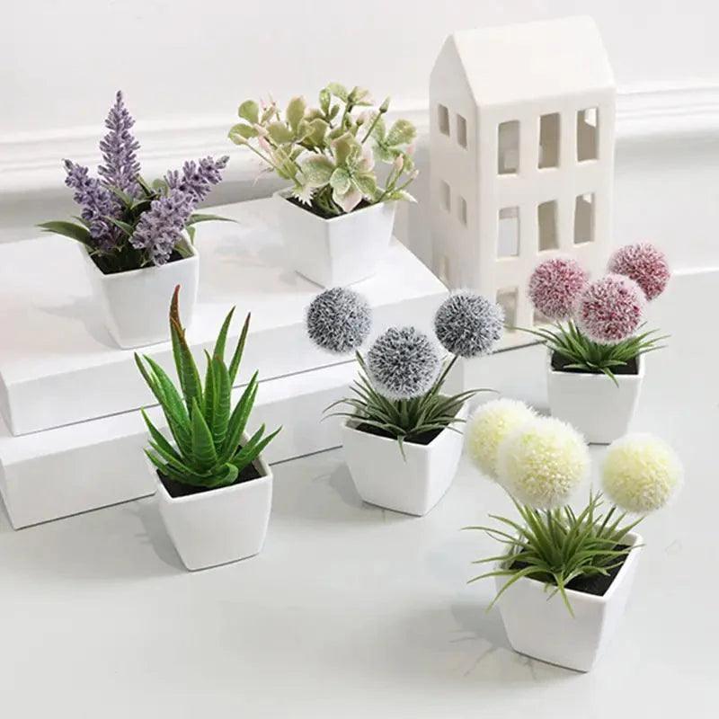 Mini Planta Artificial Bonsai Conjunto com 6 Peças - Oneshopp 