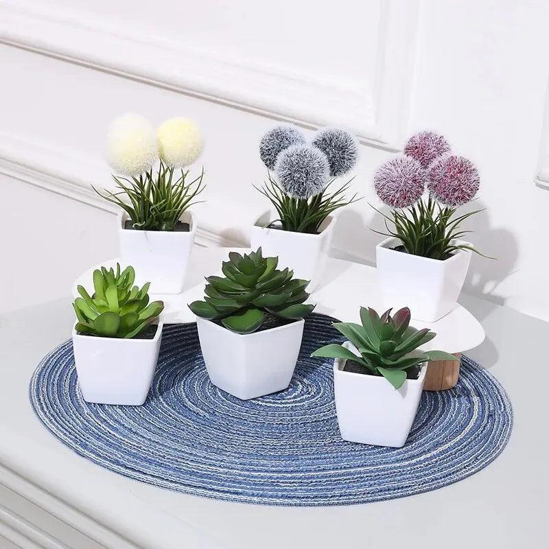 Mini Planta Artificial Bonsai Conjunto com 6 Peças - Oneshopp 